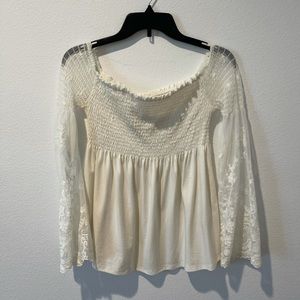 Off the shoulder creme blouse